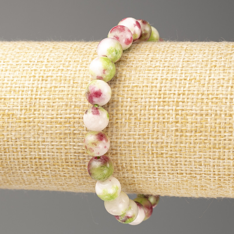 Bracelet Pink-Green-White Ocean Jade (imitation acrylic), diameter 8mm +-, length 18cm+- smooth bead on elastic