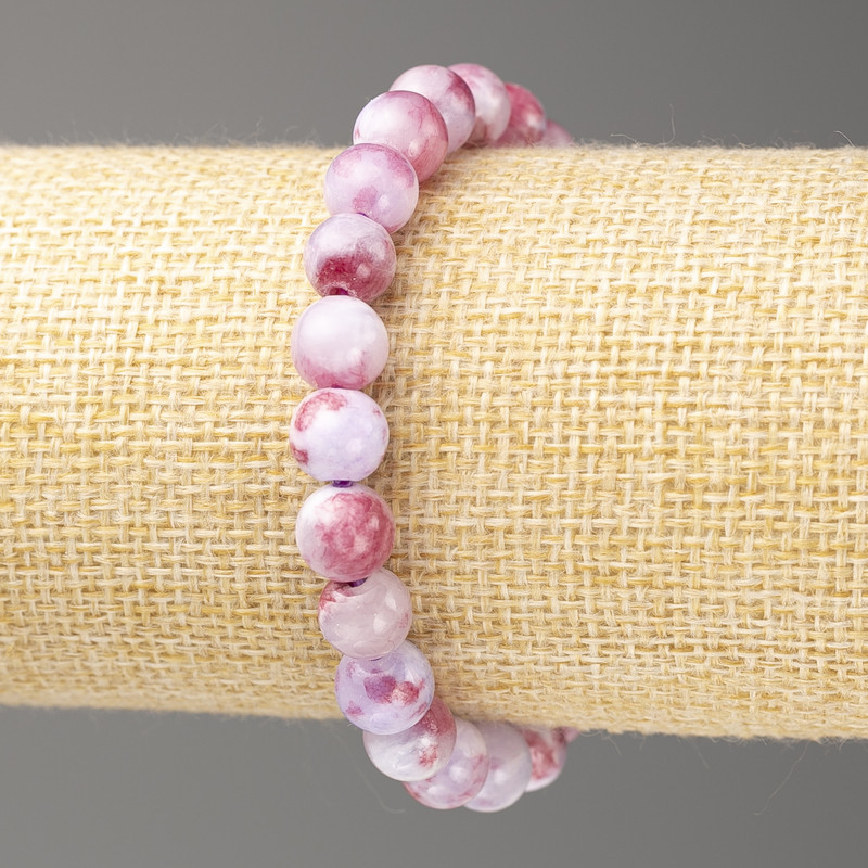 Bracelet Dark Pink-Lilac "Ametrine" (imitation acrylic) smooth bead, diameter 8mm +-, length 18cm+- stretch