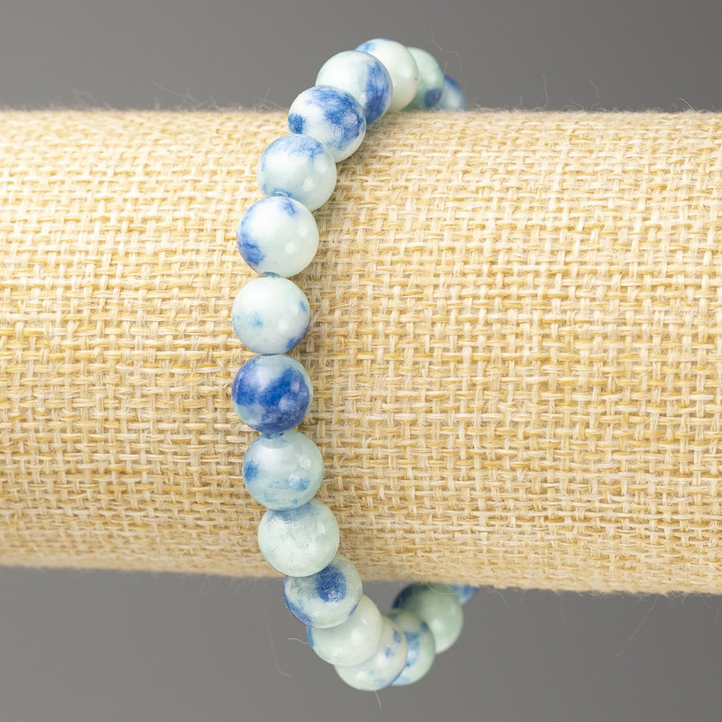 Bracelet Blue-Sky Blue Ocean Jade (imitation acrylic), diameter 8mm +-, length 18cm+- smooth bead on elastic