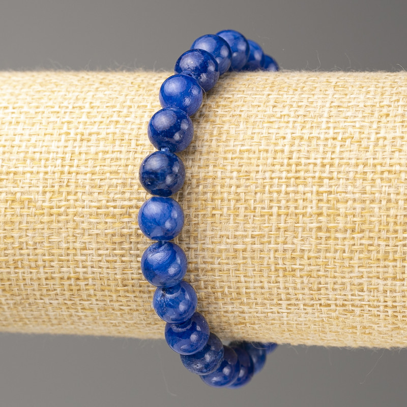 Lapis Lazuli Bracelet (imitation acrylic), diameter 8mm +/-, length 18cm+/- smooth bead on elastic