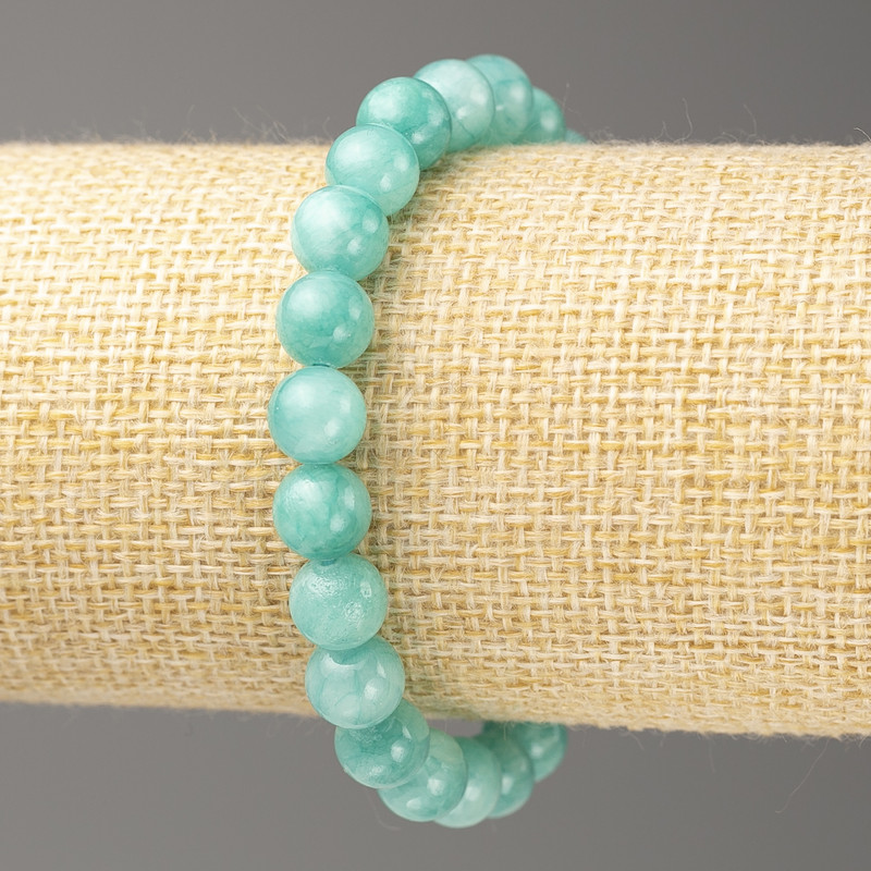 Aquamarine Bracelet (imitation acrylic), diameter 8mm +/-, length 18cm+/- smooth bead on elastic
