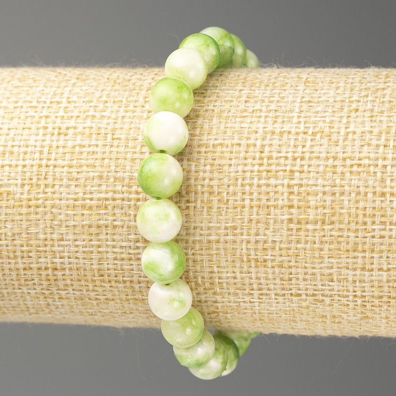 Green-White Ocean Jade Bracelet (imitation acrylic), diameter 8mm +/-, length 18cm+/- smooth bead on elastic