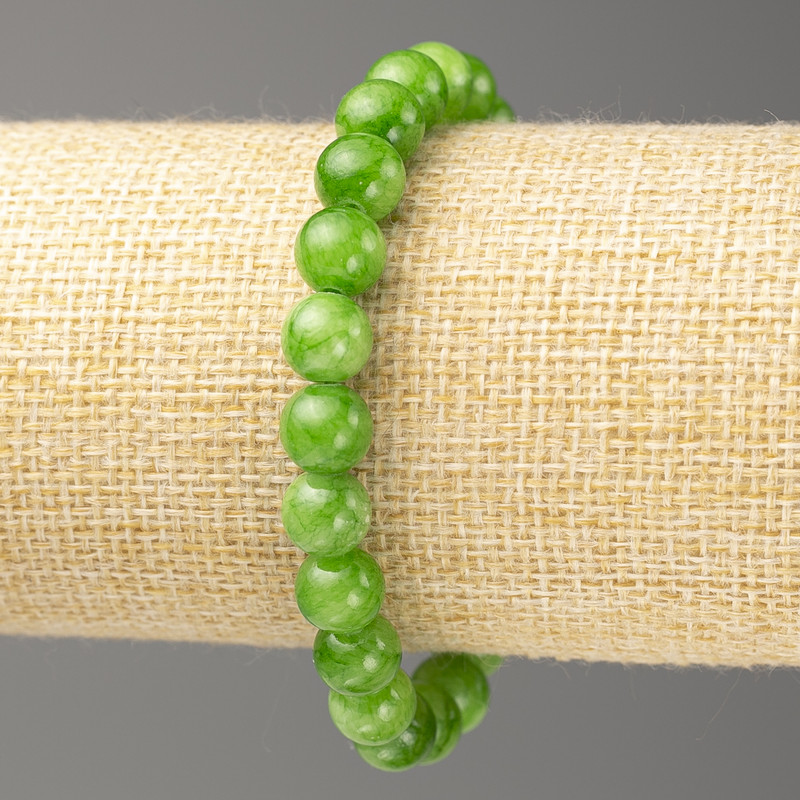 Jade Bracelet (imitation acrylic), diameter 8mm +/-, length 18cm+/- smooth bead on elastic