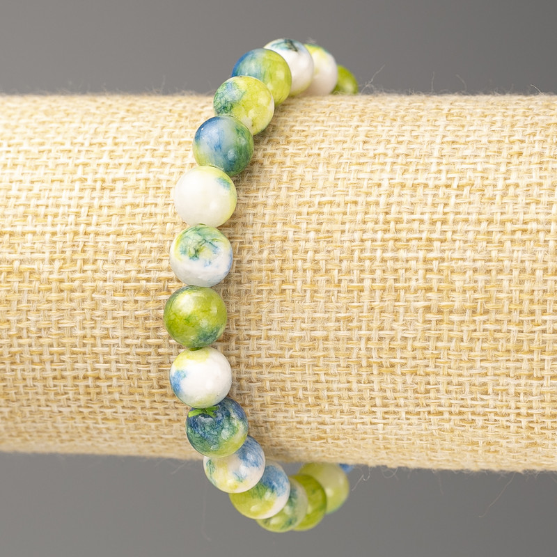 Blue-Green-White Ocean Jade Bracelet (imitation acrylic), diameter 8mm +/-, length 18cm+/- smooth bead on elastic