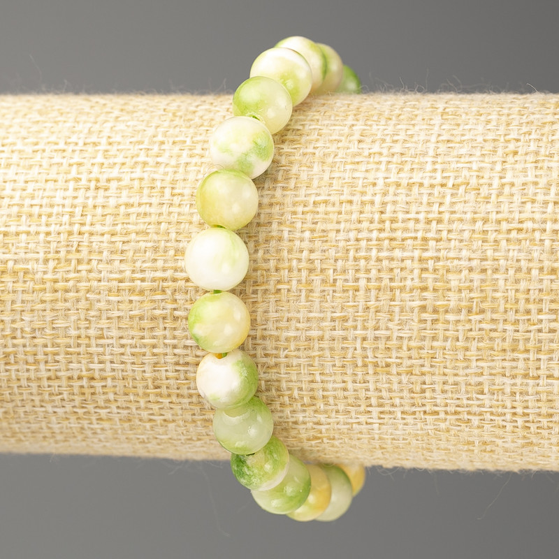 Green-Yellow-White Ocean Jade Bracelet (imitation acrylic), diameter 8mm +/-, length 18cm+/- smooth bead on elastic