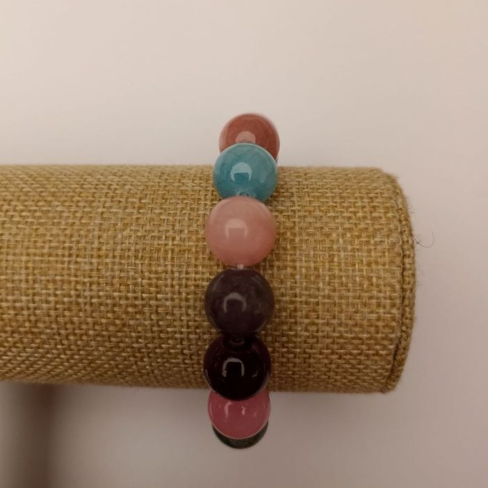 Bracelet on elastic Tonal Quartz Assorted (artificial acrylic) smooth bead, diameter 12.5 mm±, length 18 cm±