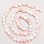 Beads on Thread, Natural Stone Pink Opal Tumbled, diameter 6x8mm+-, length 39cm+