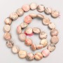 Beads on Thread, Natural Stone Rhodochrosite Tumbled, diameter 11x15mm+-, length 40cm+