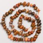 Beads on Thread, Natural Stone Jasper Tumbled d 8x5mm+-, length 40cm+