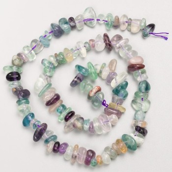 Beads on Thread, Natural Stone Fluorite Tumbled d 8x4mm+-, length 40cm+