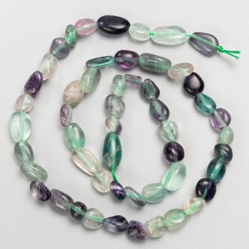 Beads on a thread of natural stone Fluorite tumbled d 7×11-6×8mm+-, length 40cm+