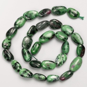Zoisite Beads on Thread, Tumbled, d 15×9 mm ±, length 41 cm ±