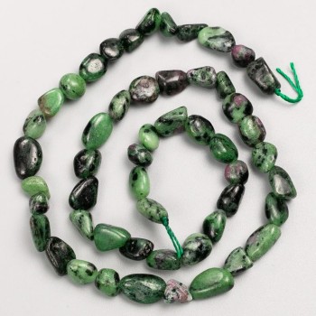 Zoisite Beads on thread, tumbled, d 7×9mm, length 39cm