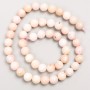 Beads on Thread, Natural Stone - Pink Opal, Smooth Pearly Beads 8mm Diameter, 39cm Length +