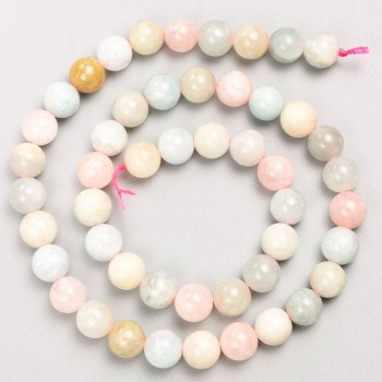 Beads on a Thread Natural Stone Morganite Smooth Ball, Diameter 8.5mm+-, Length 40cm+