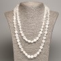Long Necklace made of Rock Crystal and White Quartz Stone, Tumbled, Diameter 5x8-10mm+-, Length 110cm+