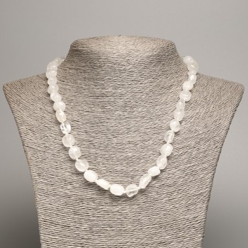 Rock Crystal and White Quartz Necklace, tumbled beads, diameter 5x8-10mm+/-, length 50cm+
