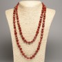 Long Necklace made of Red Jasper Stone, Tumbled, Diameter 5x8-10mm+-, Length 110cm+