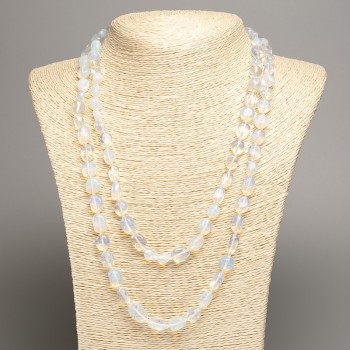 Long Opalite (synth.) Necklace, tumbled beads, diameter 5x8-10mm+/-, length 110cm+