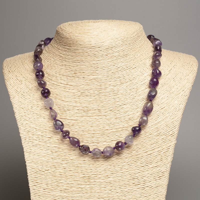 Amethyst Necklace, tumbled beads, diameter 5x9x15mm+/-, length 50cm+
