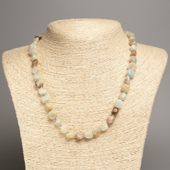 Necklace of Amazonite Stone, Tumbled, Diameter 5x8-9mm+-, Length 50cm+