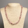 Necklace of Rhodonite Stone, Tumbled, Diameter 5x8-10mm+-, Length 50cm+