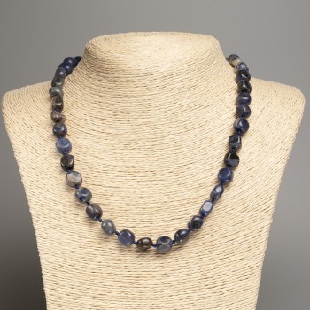 Necklace of Sodalite Stone, Tumbled, Diameter 5x-10mm+-, Length 50cm+