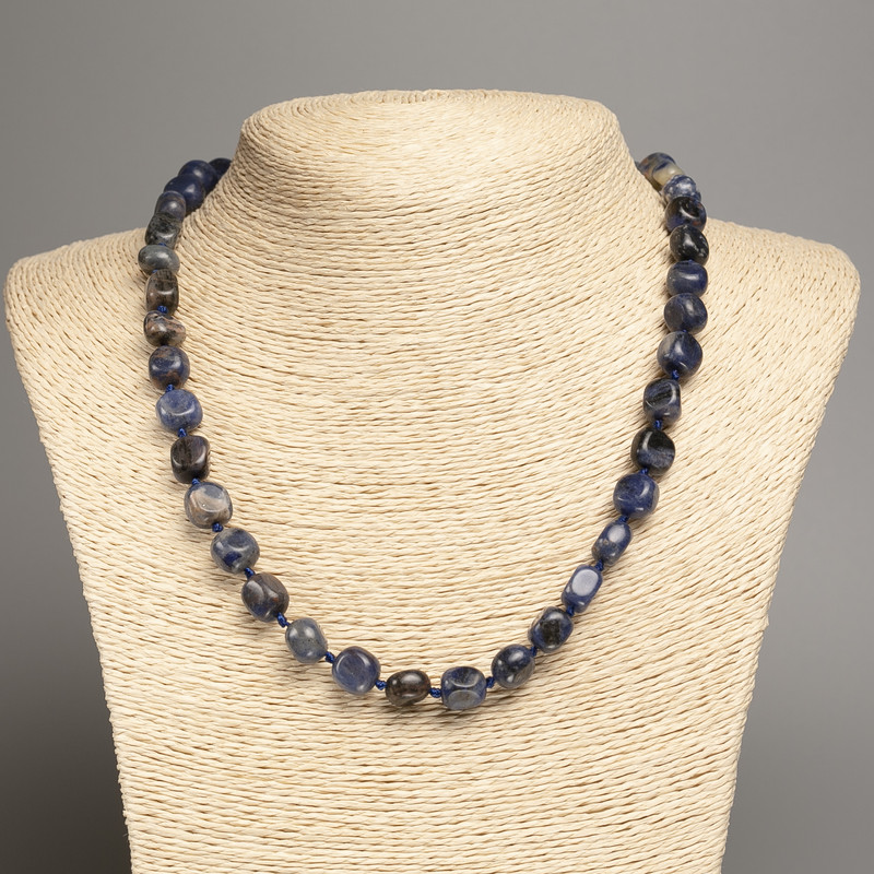 Necklace of Sodalite Stone, Tumbled, Diameter 5x-10mm+-, Length 50cm+