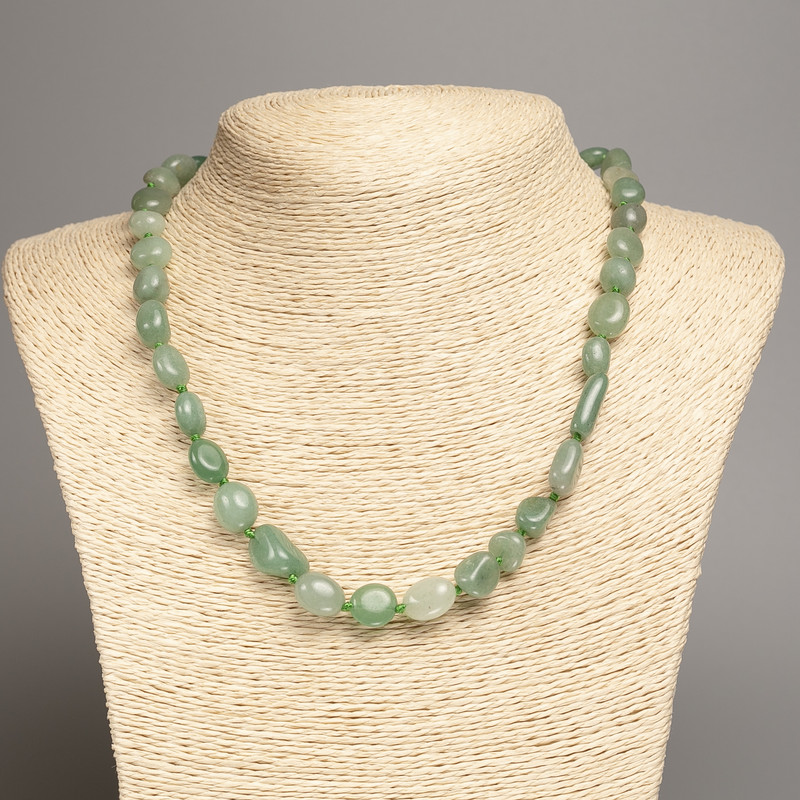 Necklace of Jade Stone, Tumbled, Diameter 5x8-10mm+-, Length 50cm+