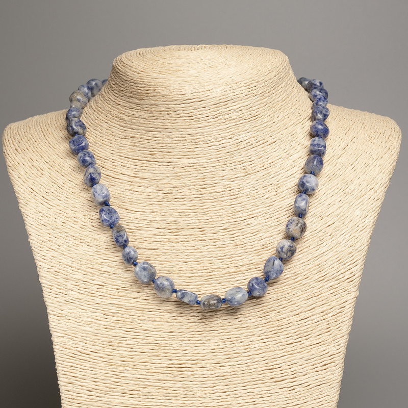 Necklace of Sodalite Stone, Tumbled, Diameter 5x8-10mm+-, Length 50cm+