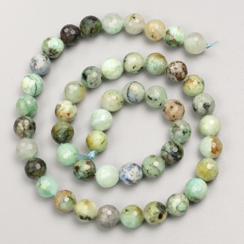 Natural Chrysocolla and Lapis Lazuli Stone Beads, Faceted Round, on a Strand, Diameter 8mm, Length 38cm+