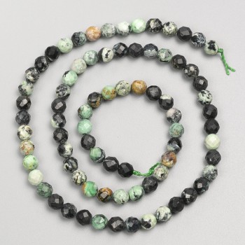 Chrysocolla Stone Beads, Faceted, on a Strand, Diameter 5mm, Length 38cm+