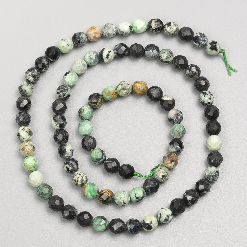 Chrysocolla Stone Beads, Faceted, on a Strand, Diameter 5mm, Length 38cm+