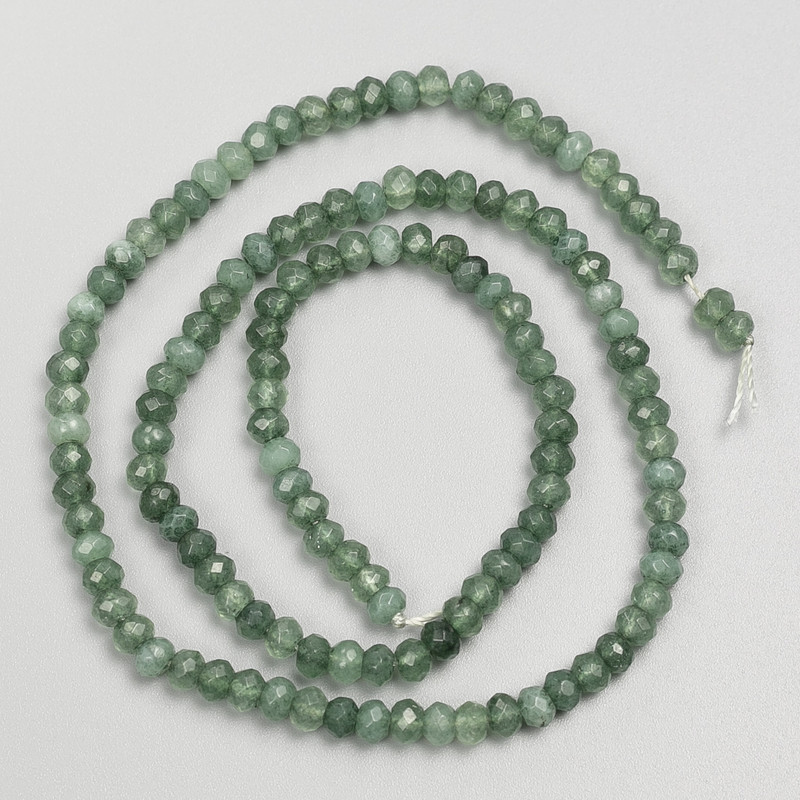 Jade (Imitation) Stone Beads, Faceted Rondelle, on a Strand, Diameter 4x3mm+-, Length 38cm+