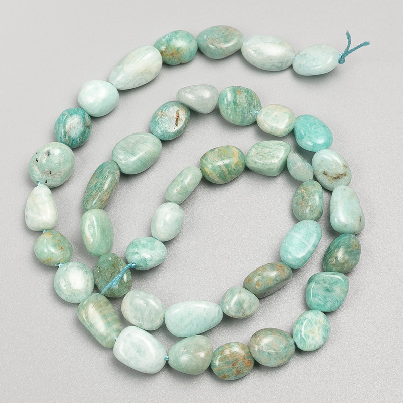 Amazonite Stone Beads, Tumbled, on a Strand, Diameter 10x8mm+-, Length 40cm+