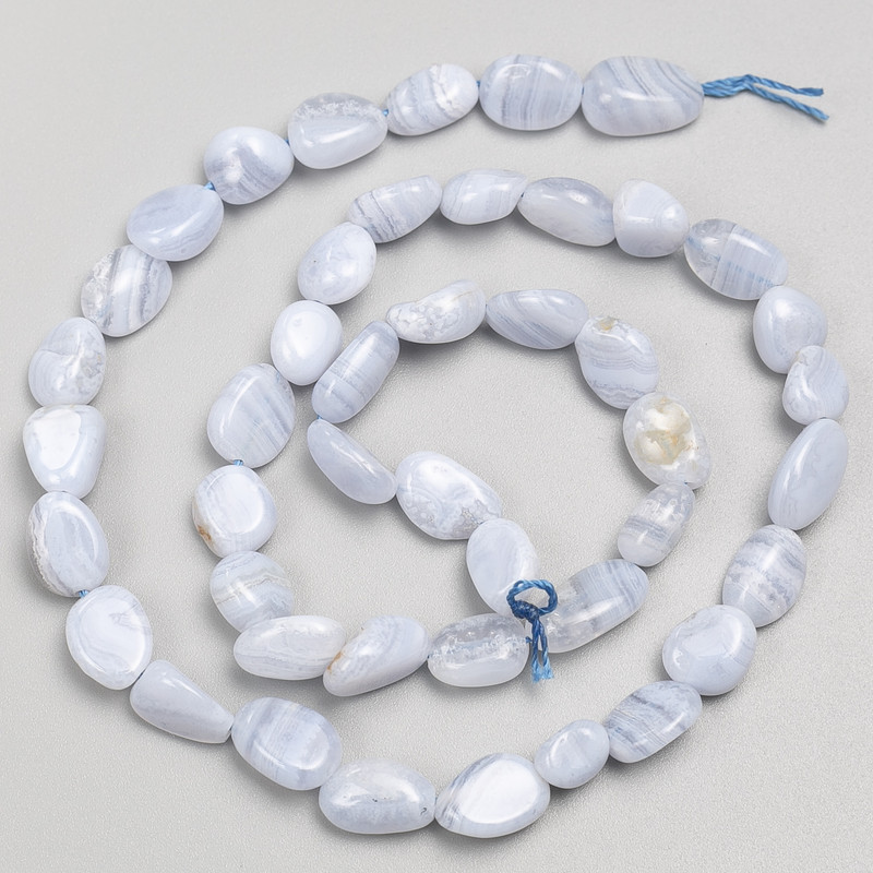 Lace Agate Stone Beads, Tumbled on String, Diameter 8x10mm+/-, Length 42cm+