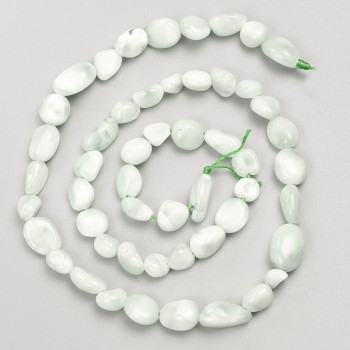Green Angelite Stone Beads, Tumbled on String, Diameter 7x7mm+/-, Length 38cm+