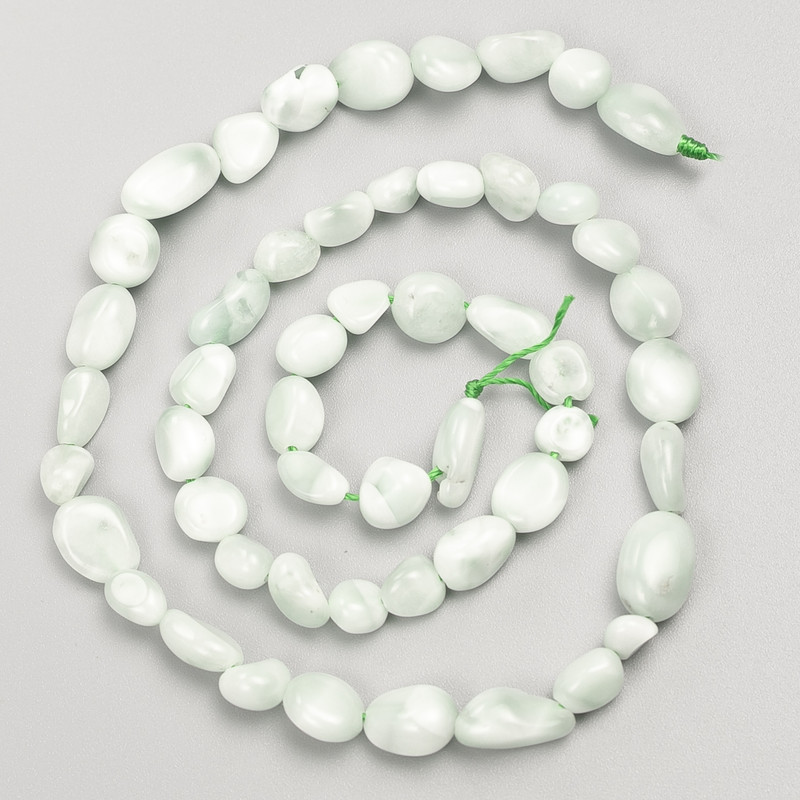 Green Angelite Stone Beads, Tumbled on String, Diameter 7x7mm+/-, Length 38cm+