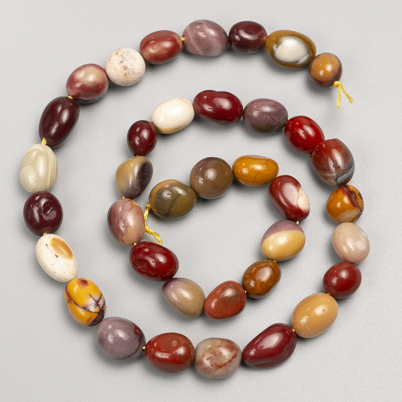 Mookaite Jasper Stone Beads, Tumbled on String, Diameter 10x12mm+/-, Length 40cm+