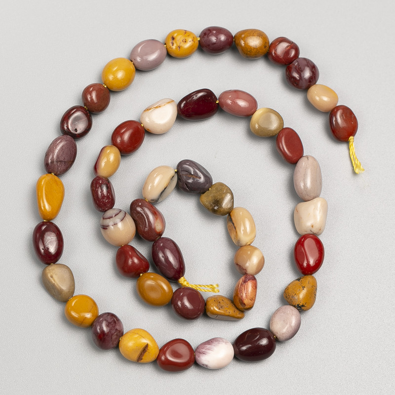 Mookaite Jasper Stone Beads, Tumbled on String, Diameter 7x10mm+/-, Length 40cm+