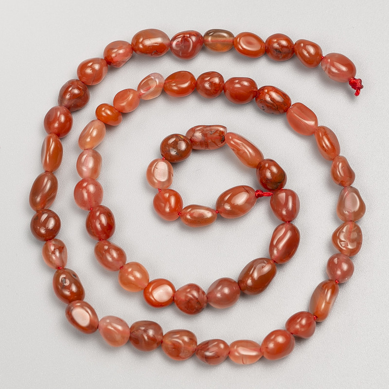 Carnelian Stone Beads, Tumbled on String, Diameter 6x7mm+/-, Length 40cm+