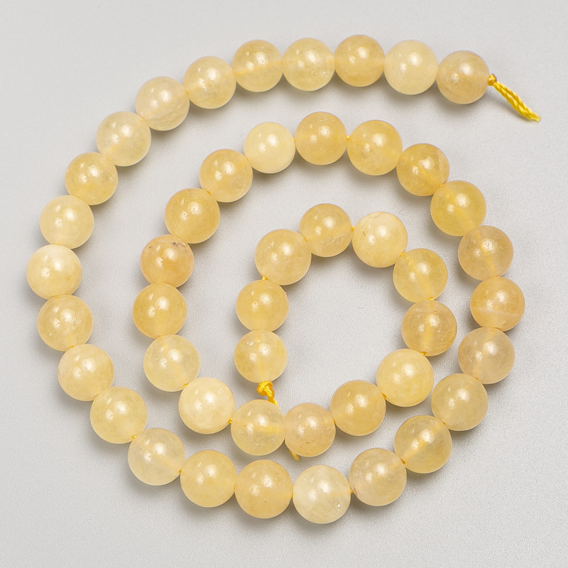 Citrine Stone Beads, Smooth Round on String, Diameter 8mm+/-, Length 38cm+