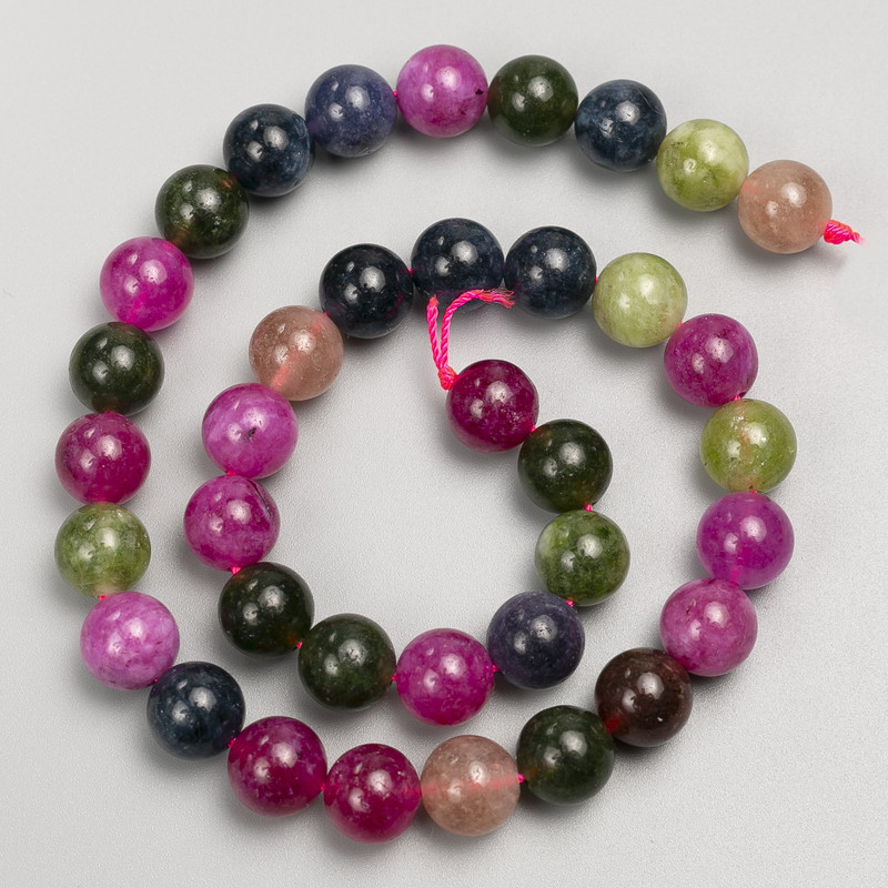 Tourmaline Stone Beads, Smooth Round Bead on a Strand, Diameter 10mm+-, Length 38cm+