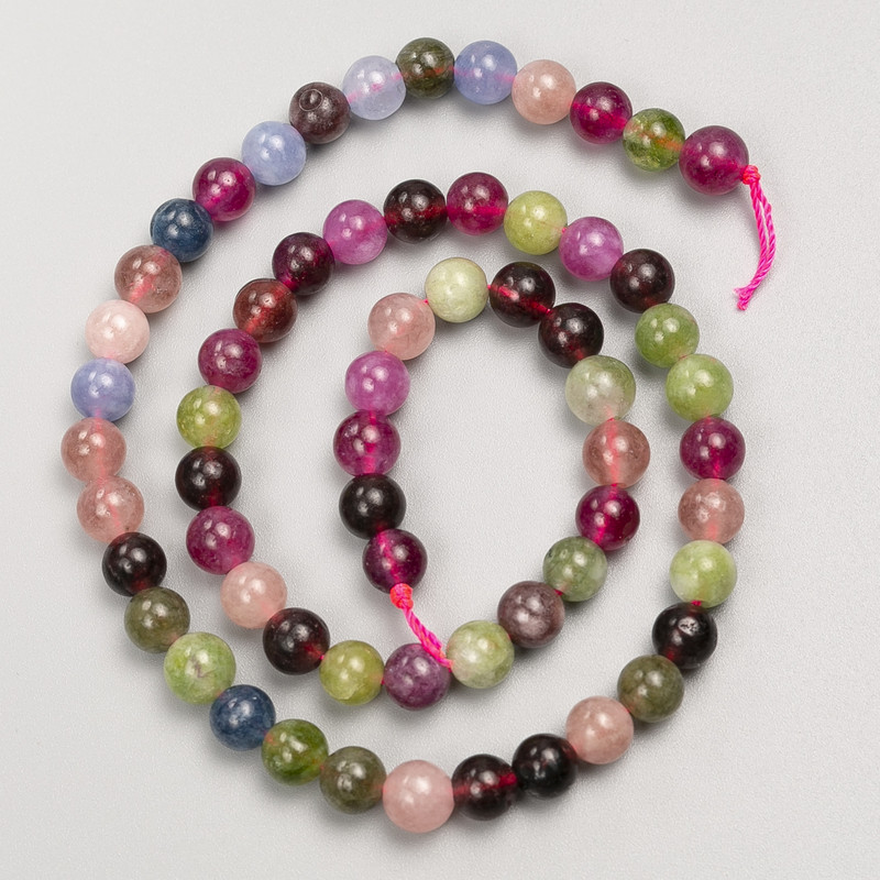 Tourmaline Stone Beads, Smooth Round Bead on a Strand, Diameter 6mm+-, Length 38cm+