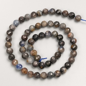 Dichroite Iolite Natural Stone Beads, Faceted Round Bead on a Strand, Diameter 6.5mm+-, Length 39cm+