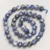 Natural Stone Sodalite Beads, Faceted Round, on a Strand, Diameter 8mm+/-, Length 38cm+