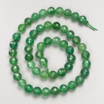 Natural Stone Chrysoprase Beads, Faceted Round, on a Strand, Diameter 8mm+/-, Length 39cm+