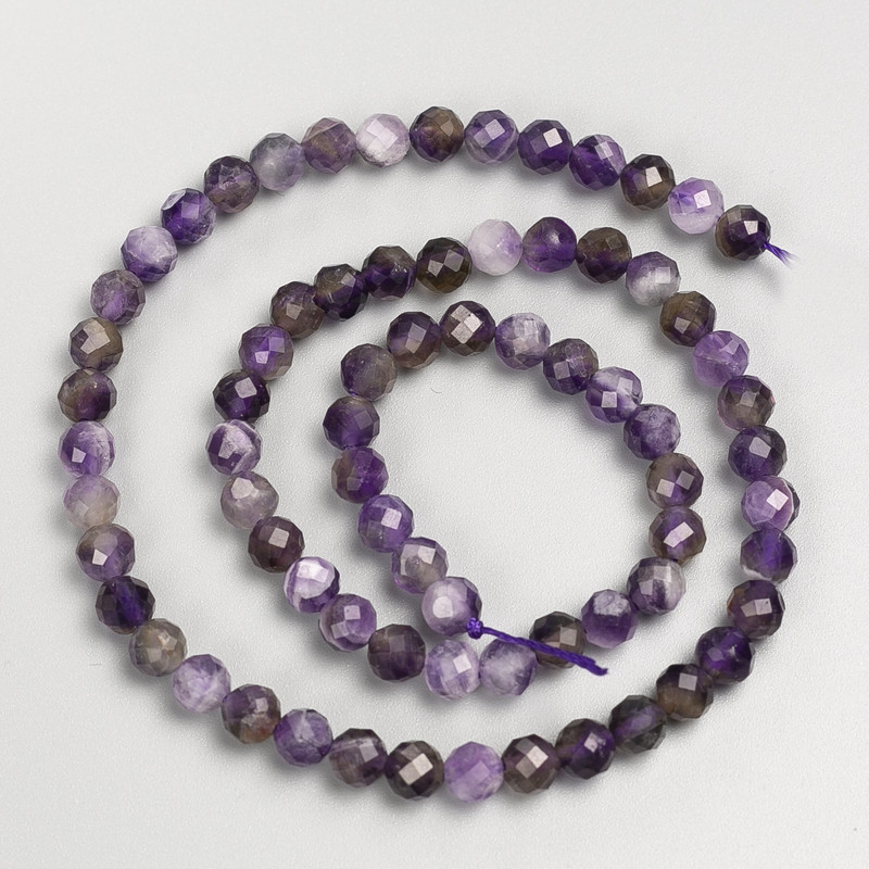 Amethyst Natural Stone Beads, faceted round bead on a strand, diameter 5.5mm+/-, length 40cm+