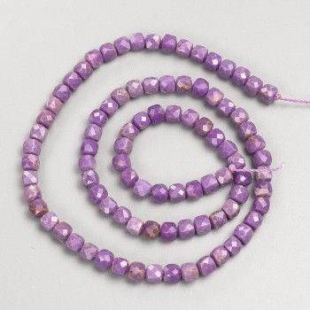 Phosphosiderite Natural Stone Beads, faceted cube on a strand, diameter 4.5mm+/-, length 38cm+