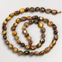 Natural Stone Beads Tiger's Eye Tumbled on String, diameter 7x7mm+-, length 40cm+